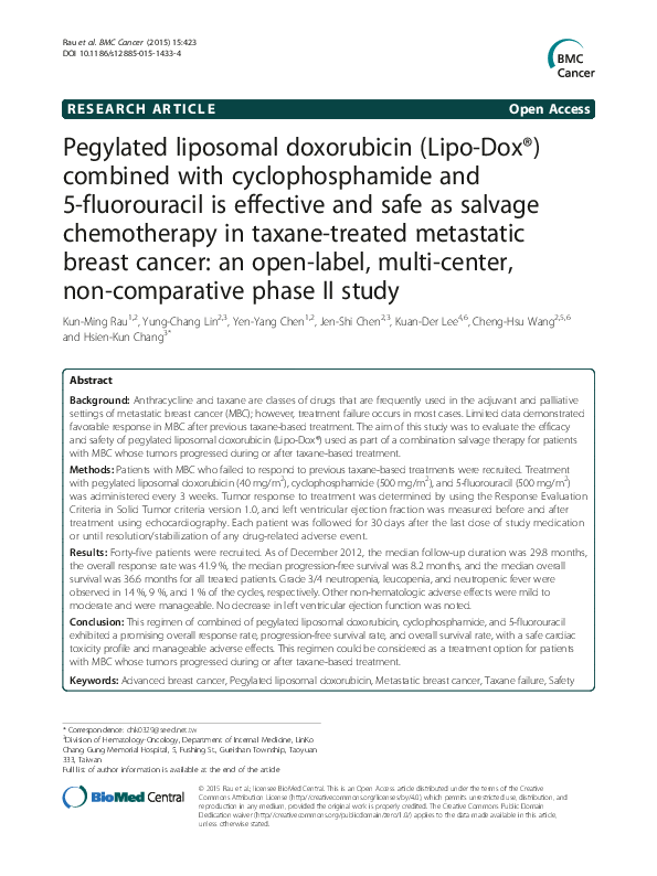 (PDF) Pegylated liposomal doxorubicin (Lipo-Dox®) combined with ...
