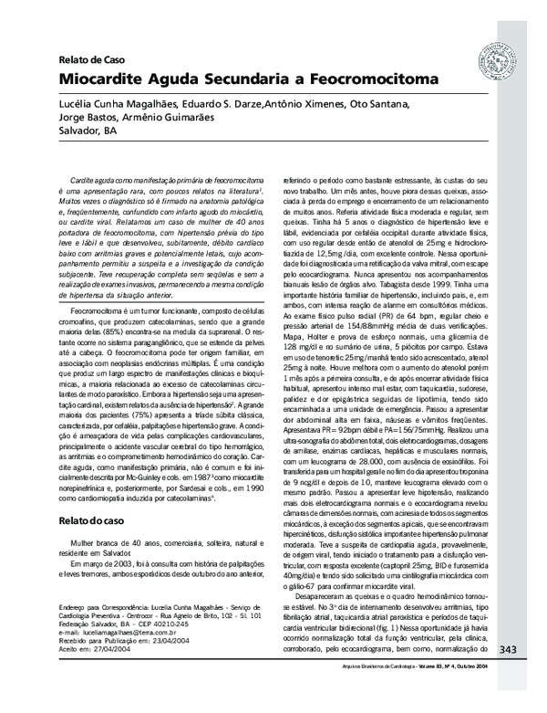  PDF Miocardite Aguda Secundaria A Feocromocitoma Luc lia Magalh es 