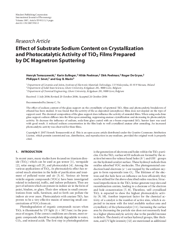 (PDF) Effect of Substrate Sodium Content on Crystallization and ...