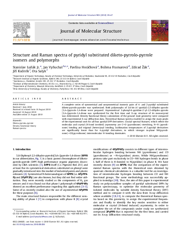 (PDF) Structure and Raman spectra of pyridyl substituted diketo-pyrrolo ...