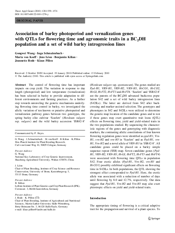 Max Planck Institute for Plant Breeding Research | Plant Breeding and  Genetics - Academia.edu
