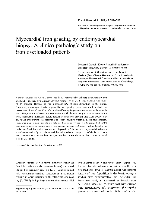 (PDF) Myocardial iron grading by endomyocardial biopsy. A clinico ...