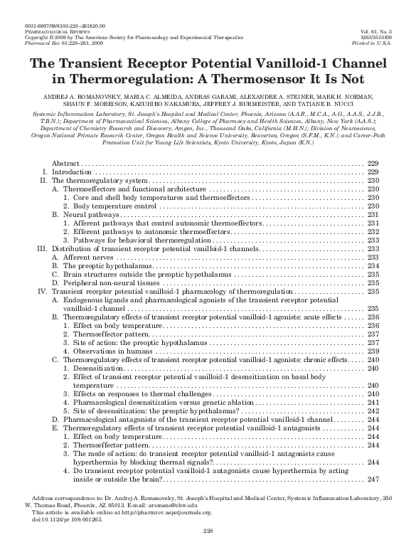 (PDF) Transient receptor potential vanilloid 1 channels modulate the ...