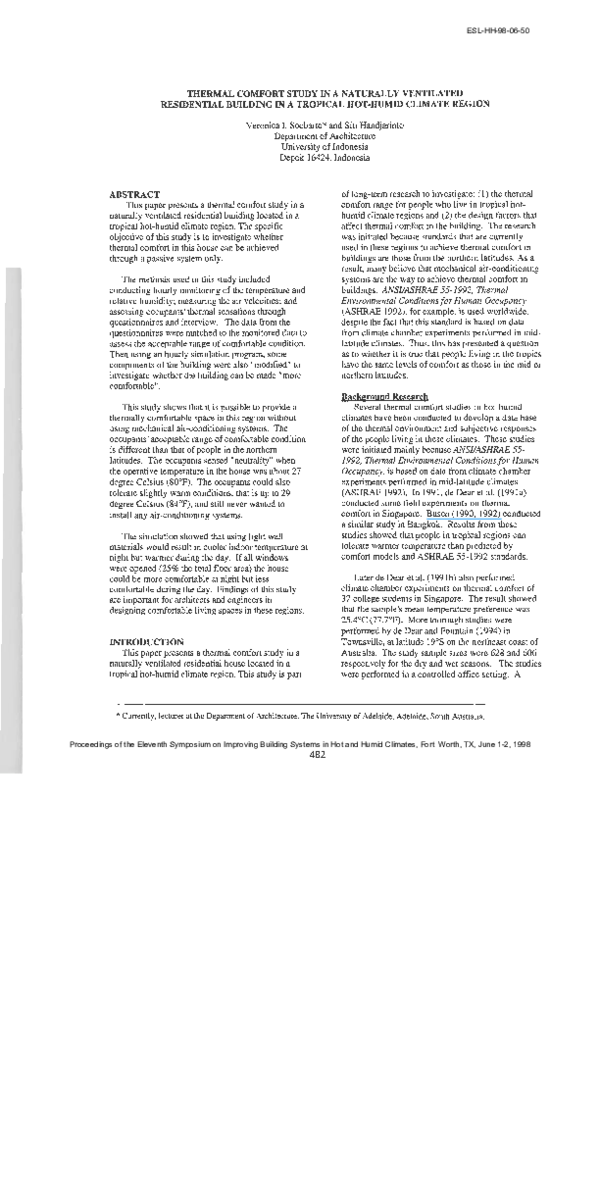 (PDF) Thermal Comfort Study in a Naturally Ventilated Residential ...