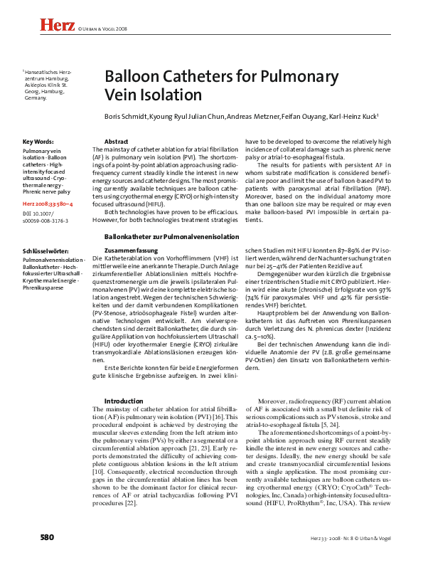 (PDF) Balloon Catheters for Pulmonary Vein Isolation