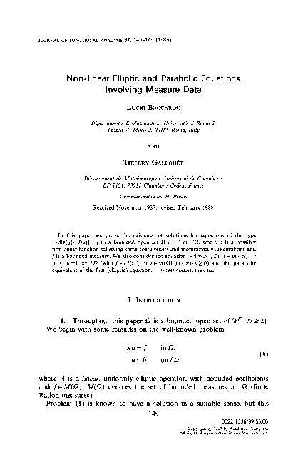 (PDF) Non-linear elliptic and parabolic equations involving measure data