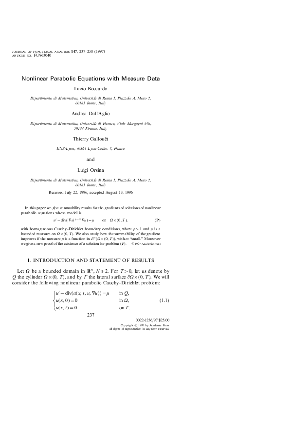 (PDF) Nonlinear Parabolic Equations with Measure Data