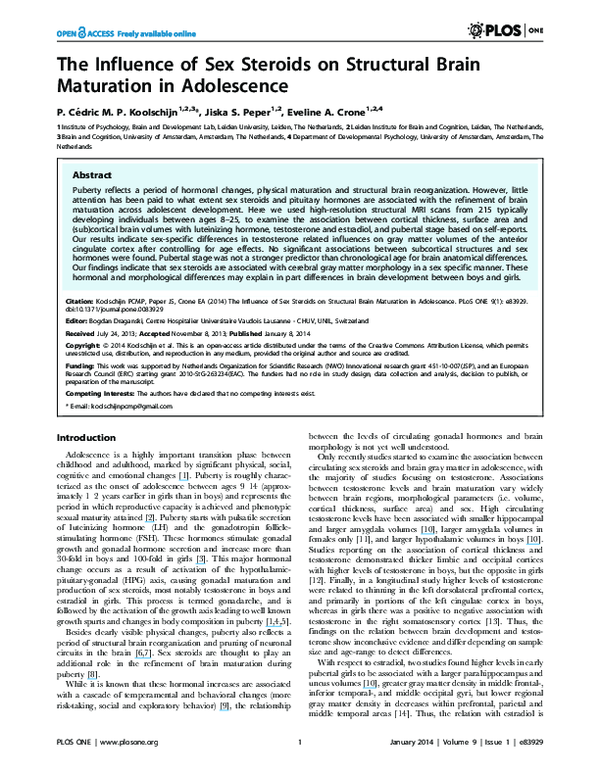 (PDF) The Influence of Sex Steroids on Structural Brain Maturation in ...