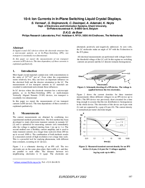 (PDF) 10-4: Ion Currents in In-Plane Switching Liquid Crystal Displays