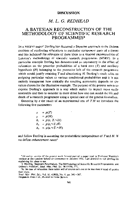 (PDF) A Bayesian reconstruction of the methodology of scientific ...