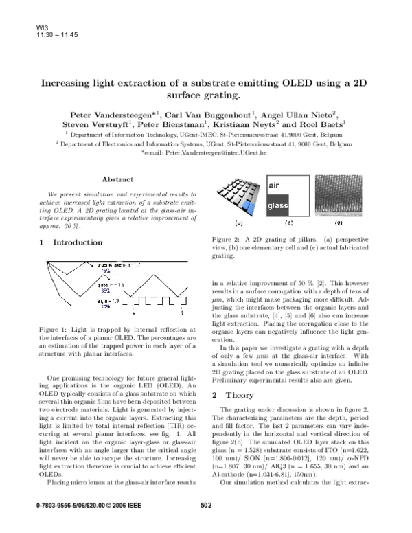 (PDF) Increasing light extraction of a substrate emitting OLED using a ...