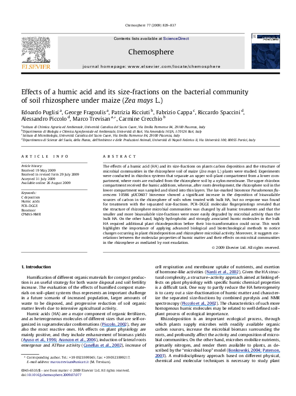 (PDF) Effects of a humic acid and its size-fractions on the bacterial ...