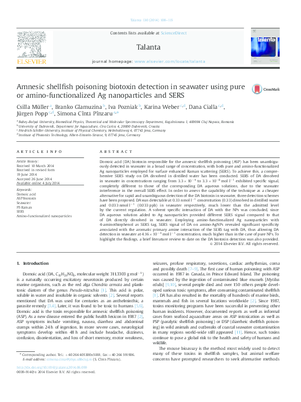 (PDF) Amnesic shellfish poisoning biotoxin detection in seawater using ...