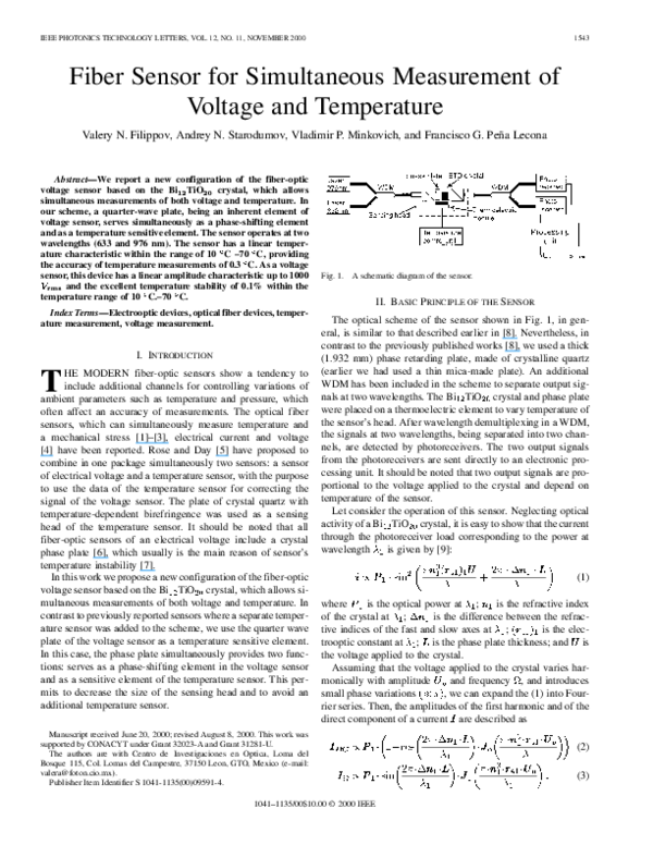 (PDF) Fiber sensor for simultaneous measurement of voltage and temperature