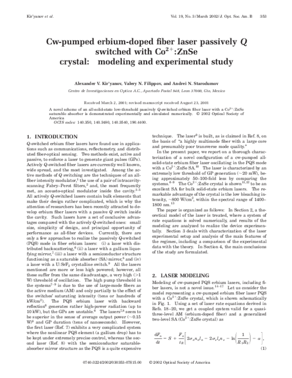 (PDF) Cw-pumped erbium-doped fiber laser passively Q switched with Co^2 ...