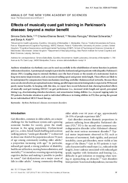 (PDF) Effects of musically cued gait training in Parkinson's disease ...
