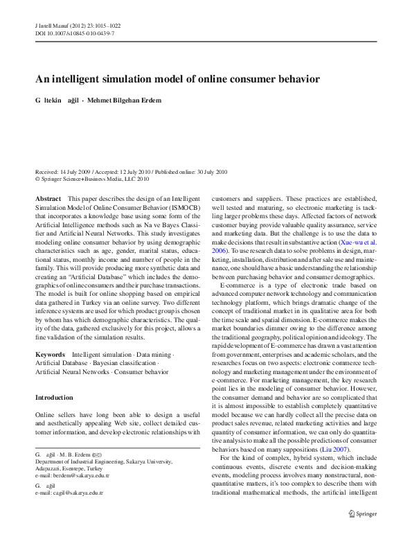 (PDF) An intelligent simulation model of online consumer behavior