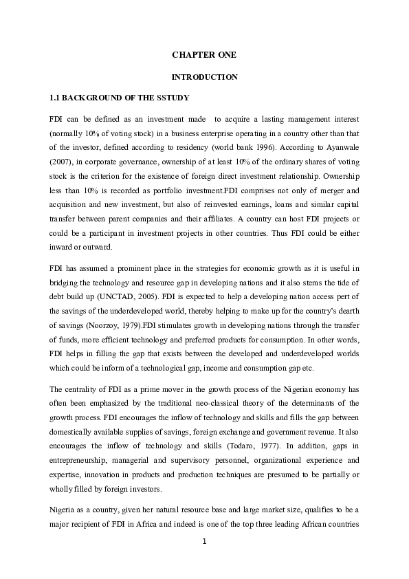 (DOC) THE IMPACT OF FOREIGN DIRECT INVESTMENT ON THE ECONOMIC GROWTH OF ...