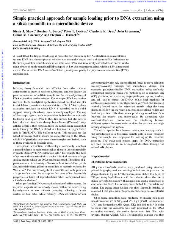 (PDF) Simple practical approach for sample loading prior to DNA ...