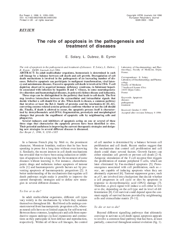 (PDF) The role of apoptosis in the pathogenesis and treatment of diseases