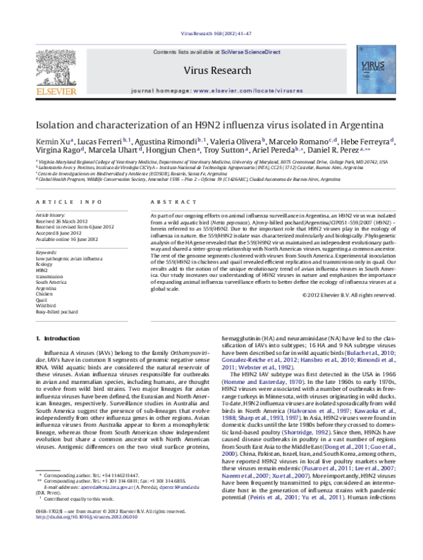(PDF) Isolation and characterization of H9N2 influenza virus isolates ...
