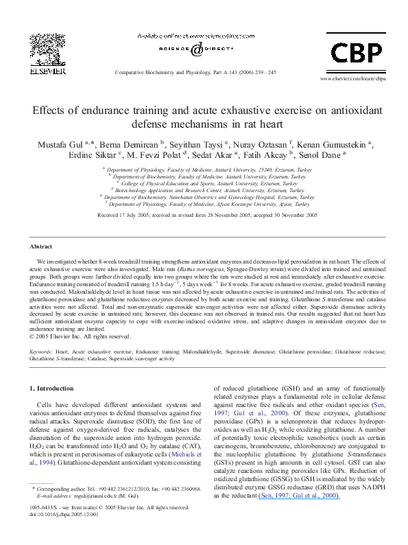 (PDF) Effects of endurance training and acute exhaustive exercise on ...