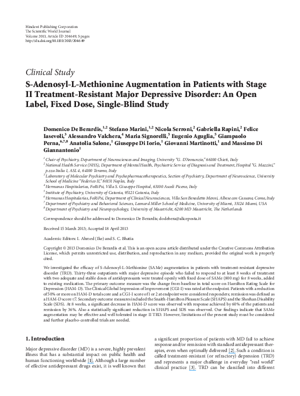  pdf s adenosyl l methionine augmentation in patients with stage ii
