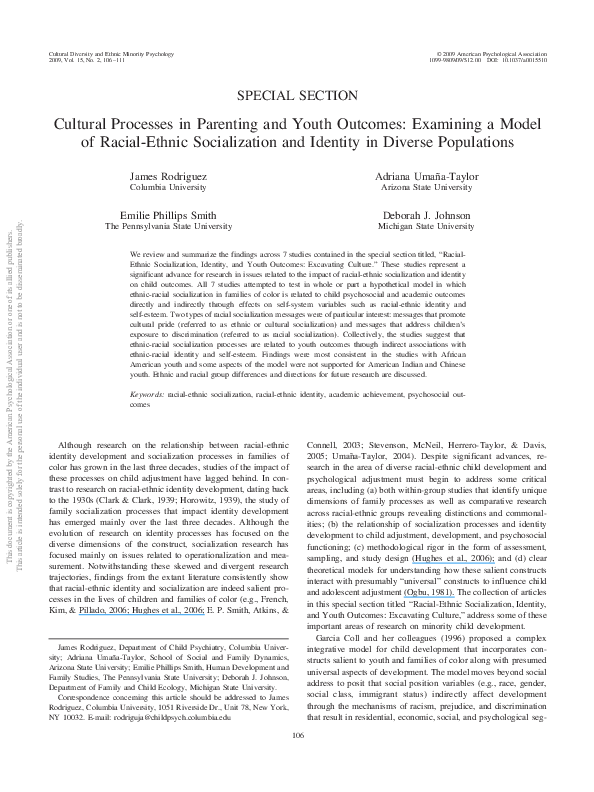 (PDF) Cultural processes in parenting and youth outcomes: examining a ...