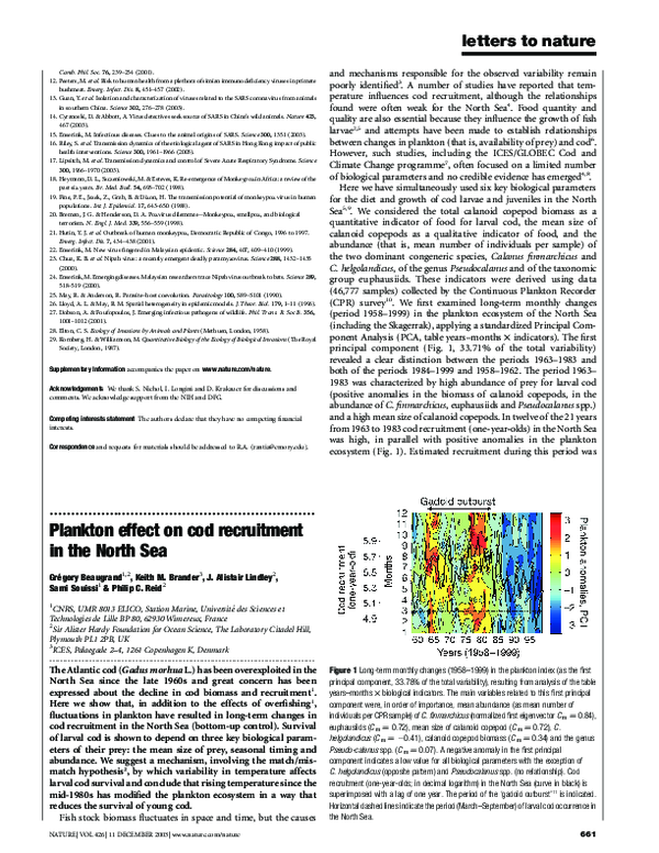 (PDF) Plankton effect on cod recruitment in the North Sea