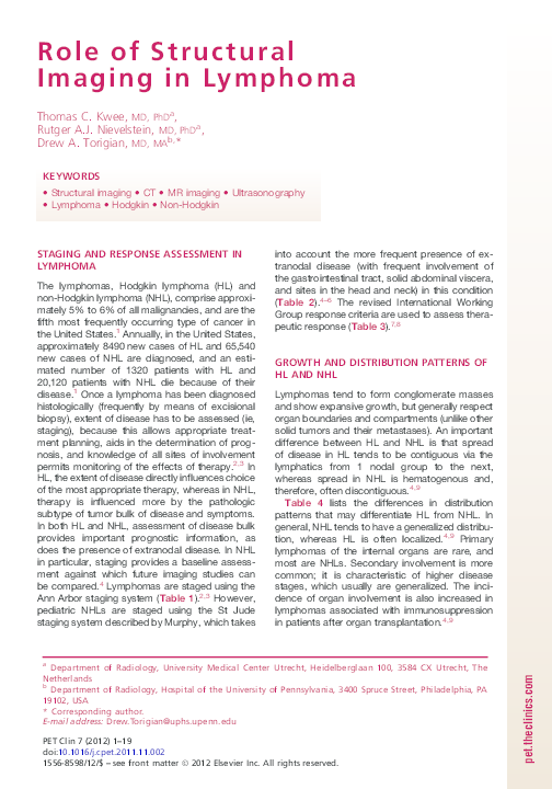 (PDF) Role of Structural Imaging in Lymphoma