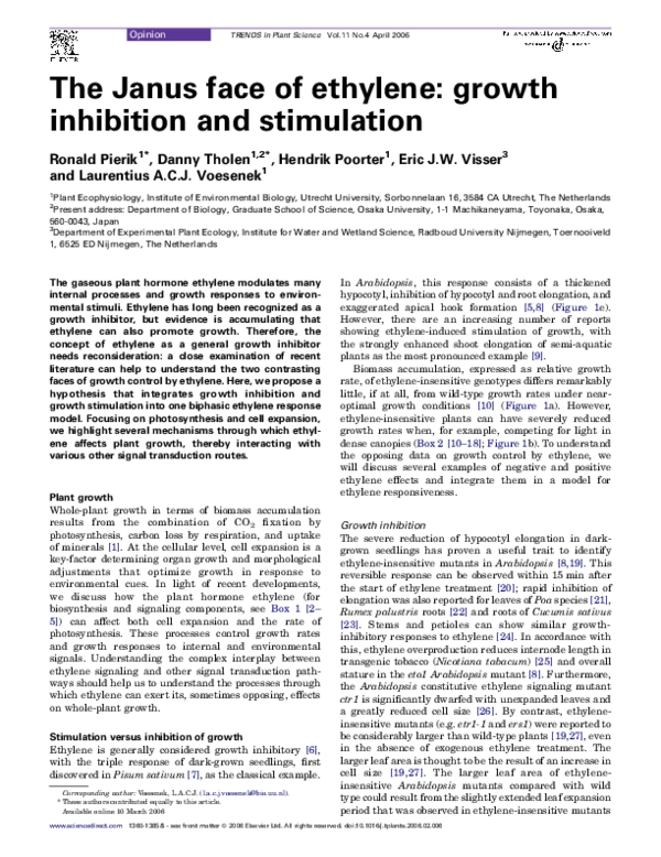 (PDF) The Janus face of ethylene: growth inhibition and stimulation
