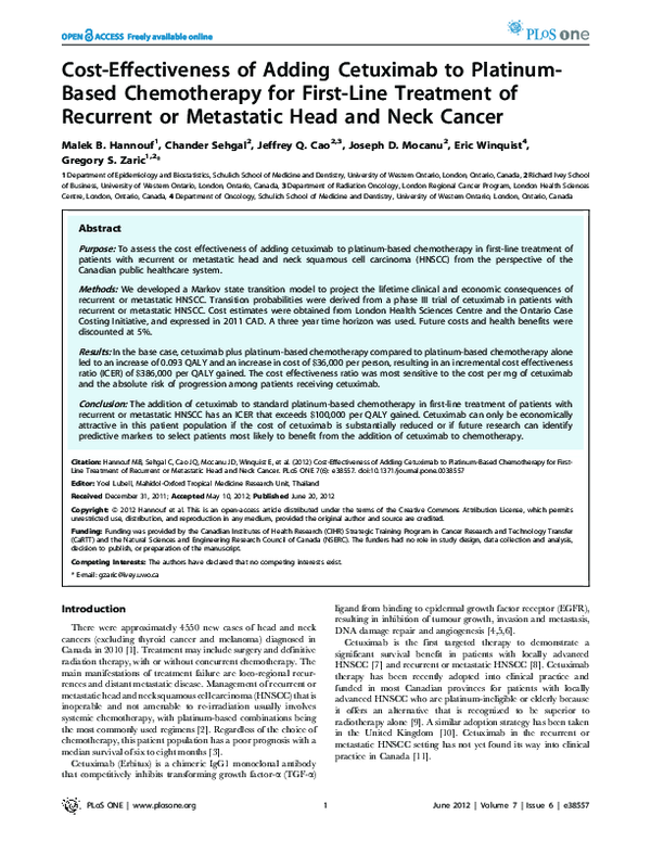 (PDF) Cost-Effectiveness of Adding Cetuximab to Platinum-Based ...