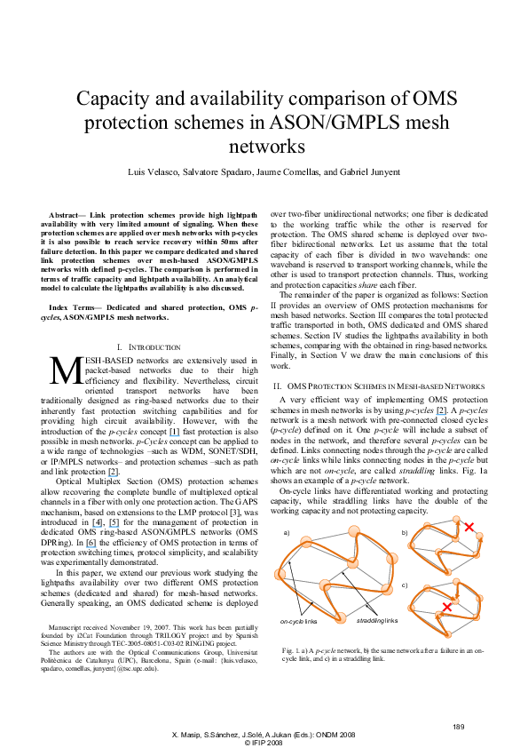 (PDF) Capacity and availability comparison of OMS protection schemes in ...
