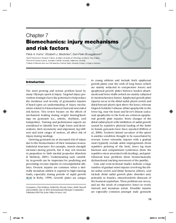 (PDF) Biomechanics: Injury Mechanisms and Risk Factors