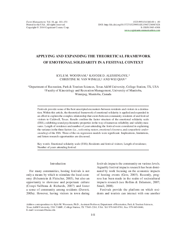 (PDF) APPLYING AND EXPANDING THE THEORETICAL FRAMEWORK OF EMOTIONAL ...