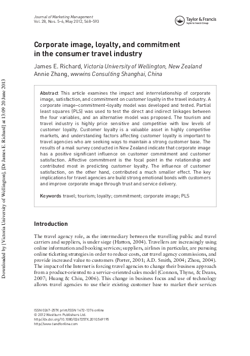 (PDF) Corporate image, loyalty, and commitment in the consumer travel ...