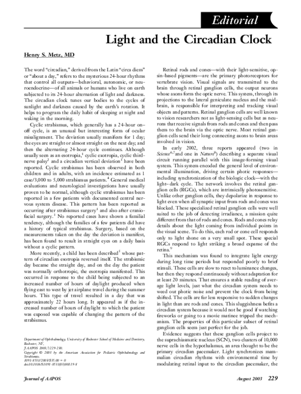 (PDF) Light and the circadian clock