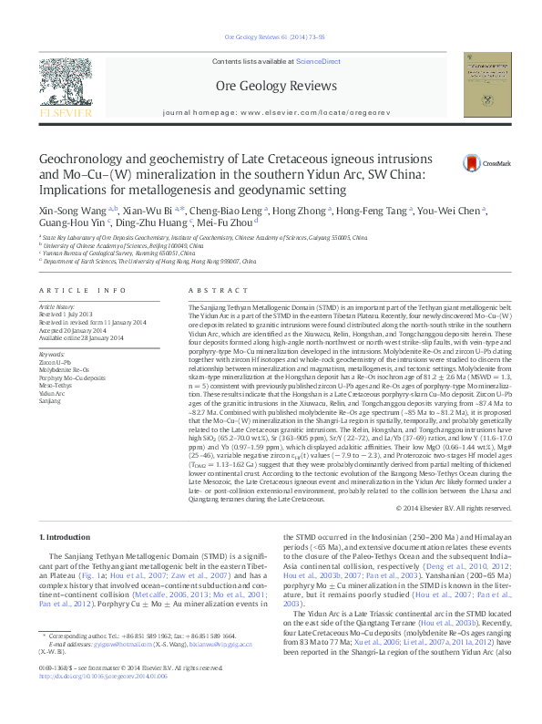 (PDF) Geochronology and geochemistry of the Late Cretaceous granitoids ...