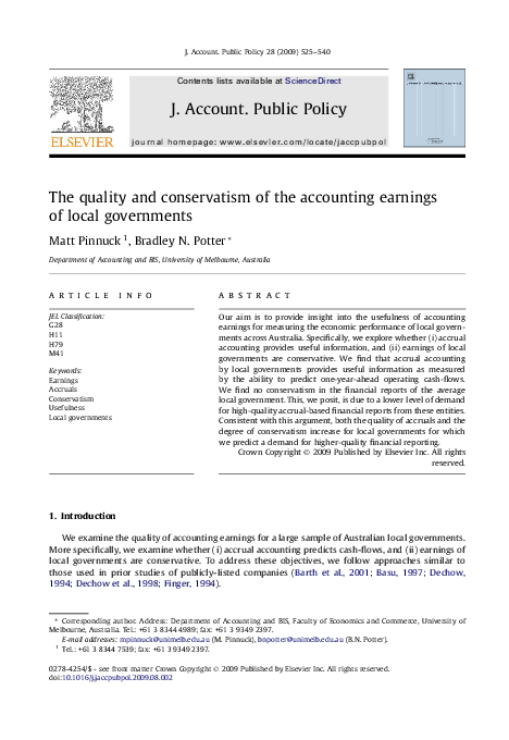 (PDF) The quality and conservatism of the accounting earnings of local ...