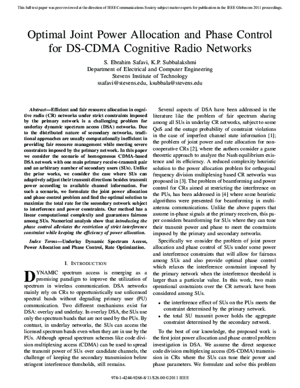 (PDF) Optimal Joint Power Allocation and Phase Control for DS-CDMA ...