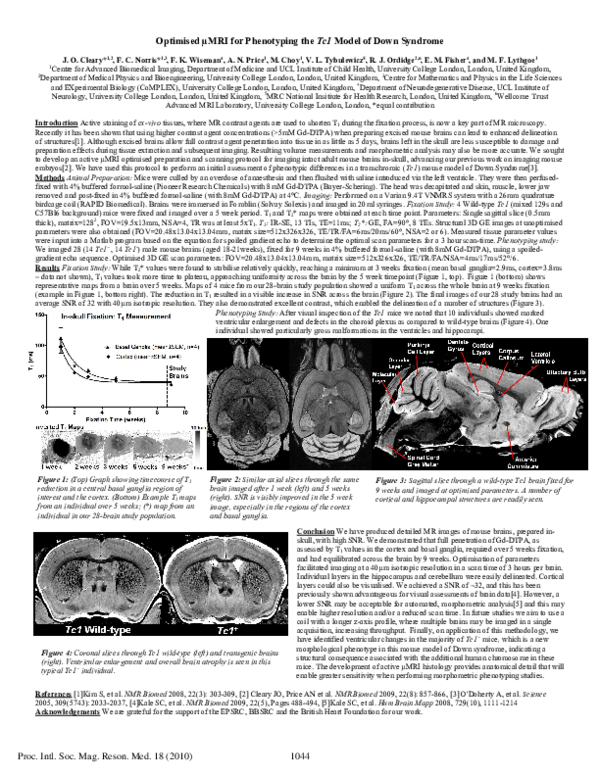 (PDF) Optimised µMRI for Phenotyping the Tc1 Model of Down Syndrome