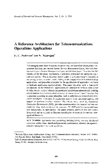 (PDF) A reference architecture for telecommunications operations ...