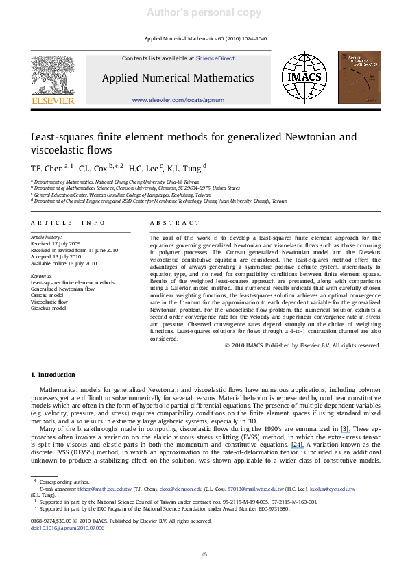 (PDF) Least-squares finite element methods for generalized Newtonian ...