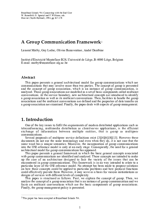 (PDF) A group communication framework