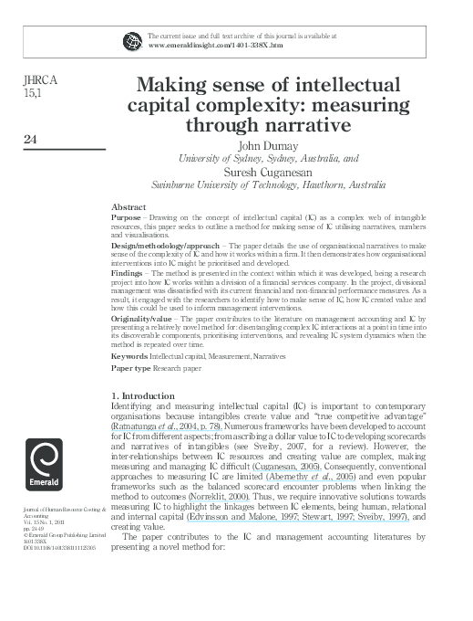 (PDF) Making sense of intellectual capital complexity: measuring ...