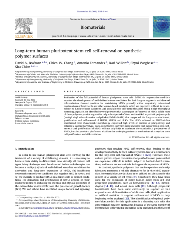 (PDF) Long-term human pluripotent stem cell self-renewal on synthetic ...