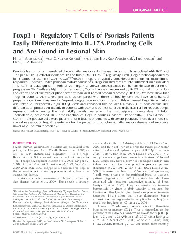 (PDF) Foxp3+ Regulatory T Cells of Psoriasis Patients Easily ...