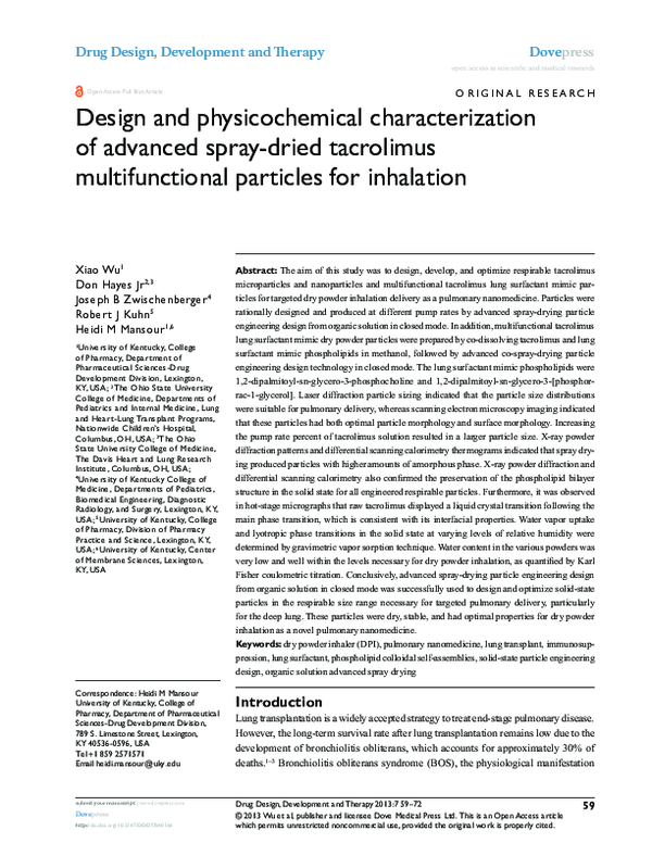 (PDF) Design and physicochemical characterization of advanced spray ...