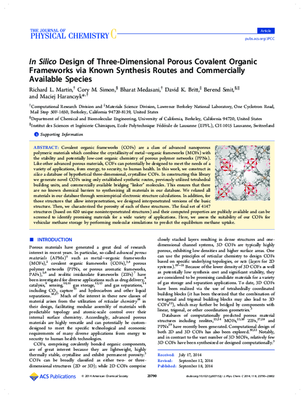 (PDF) In Silico Design of Three-Dimensional Porous Covalent Organic ...