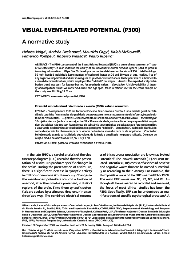 (PDF) Visual event-related potencial (P300): a normative study